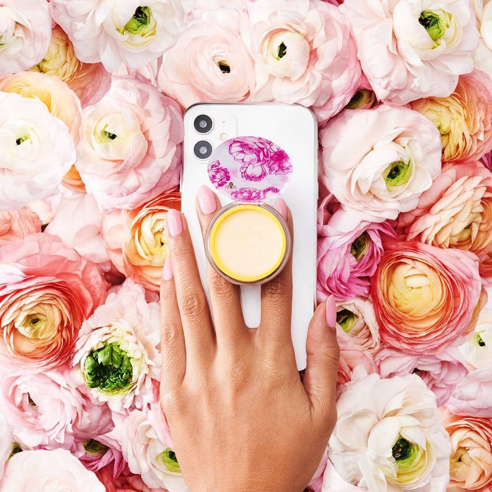 slide 6 of 8, PopSockets PopGrip Lips Cell Phone Grip & Stand - Burt's Bees Pink Peony, 1 ct