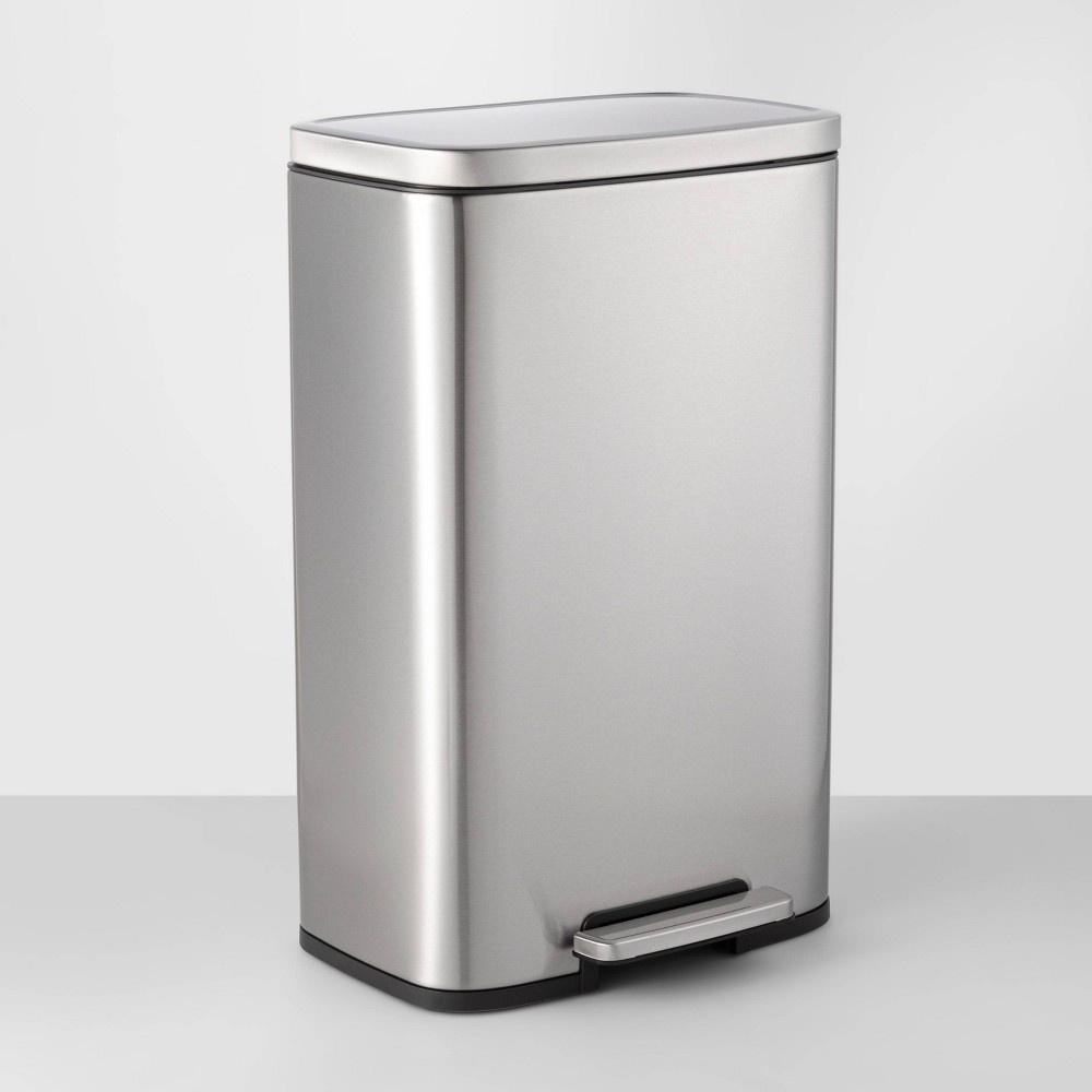 slide 4 of 6, 45L Rectangle Stainless Steel Step Trash Can Silver - Brightroom, 1 ct