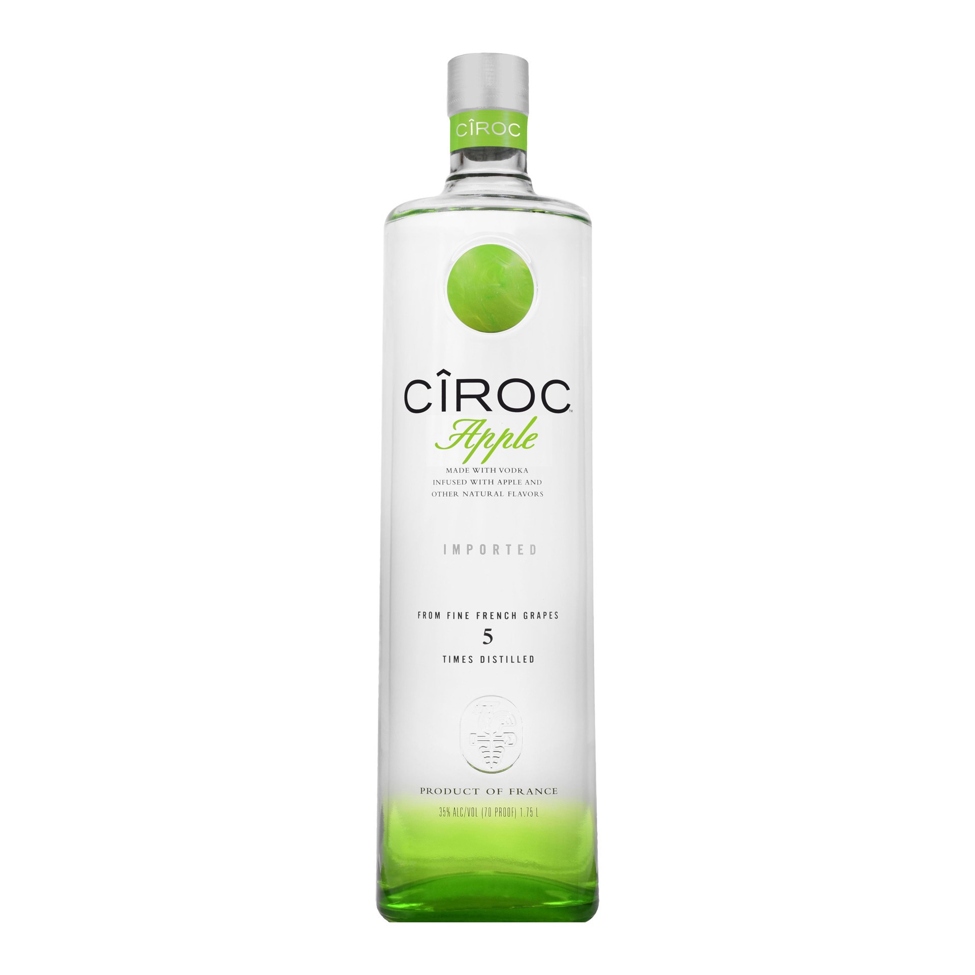 slide 1 of 3, CIROC Apple (Made with Vodka Infused with Natural Flavors), 1.75 L, 1.75 liter