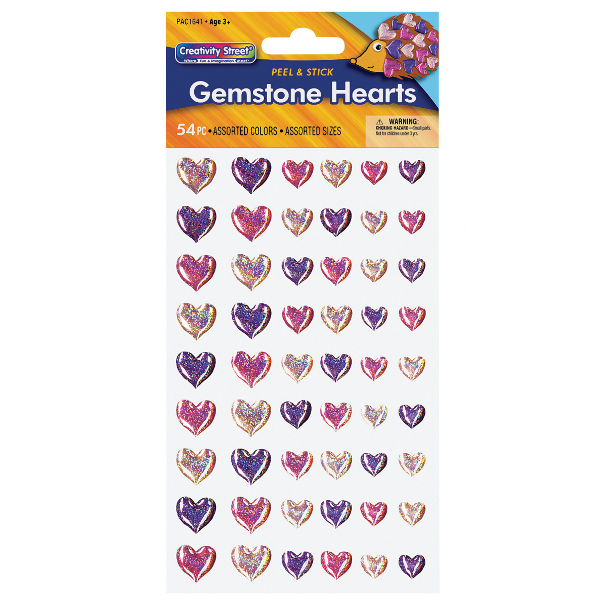 slide 1 of 5, Creativity Street Peel and Stick Gemstone Stickers, Hearts, Assorted Sizes, 54 ct