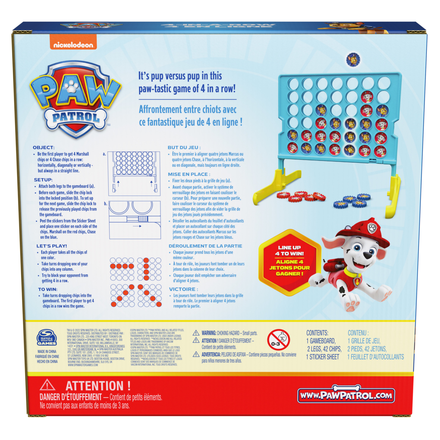 slide 4 of 5, PAW Patrol, Four in Row Game for Kids Board Game for Family Game Night Cool Things Fun Games PAW Patrol Toys, for Kids Ages 4 and up, 1 ct