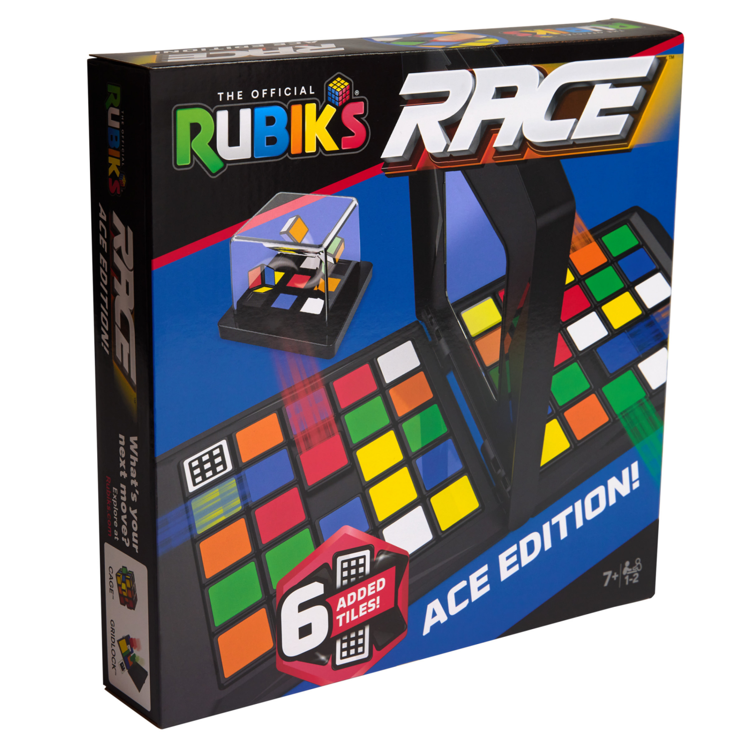 slide 3 of 8, Rubiks Race, Classic Fast-Paced Strategy Sequence Brain Teaser Travel Board Game Two-Player Speed Solving Face-Off, for Adults & Kids Ages 7 and up, 1 ct