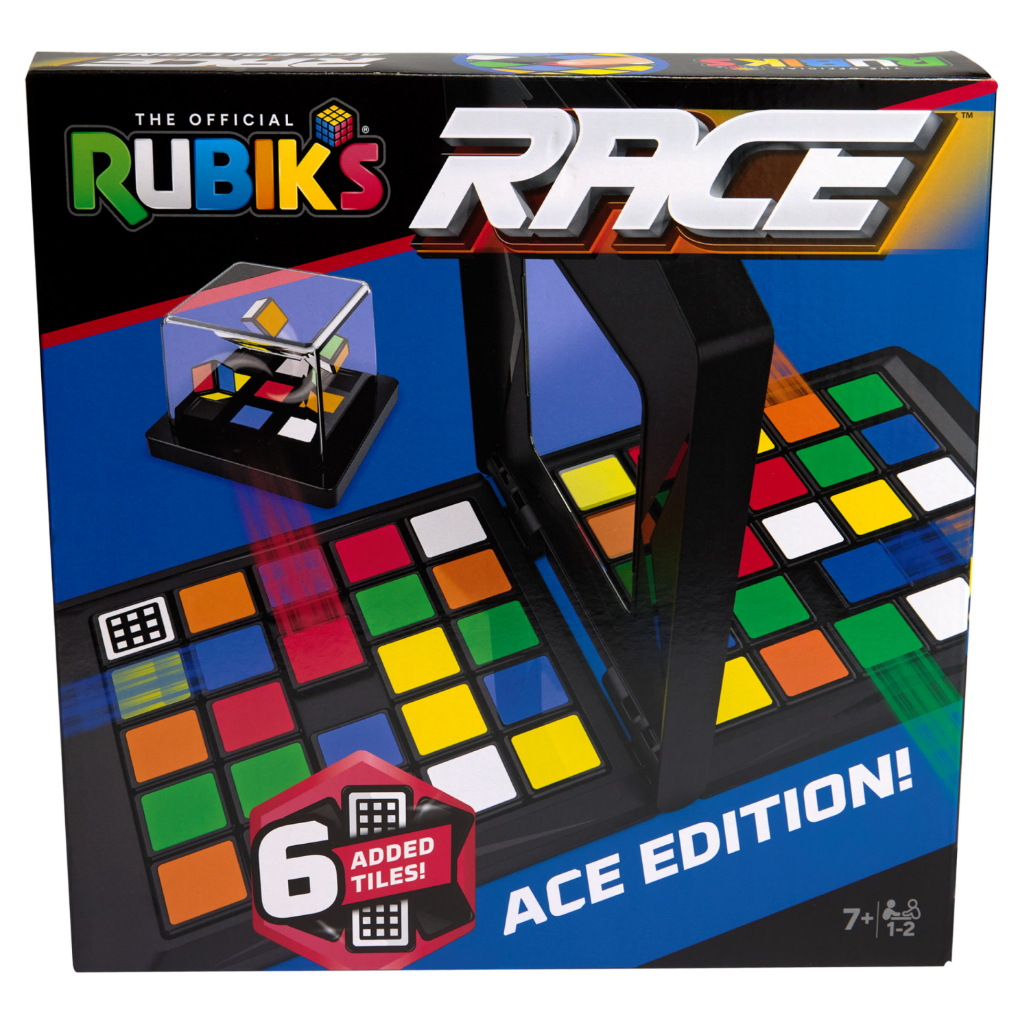 slide 1 of 8, Rubiks Race, Classic Fast-Paced Strategy Sequence Brain Teaser Travel Board Game Two-Player Speed Solving Face-Off, for Adults & Kids Ages 7 and up, 1 ct
