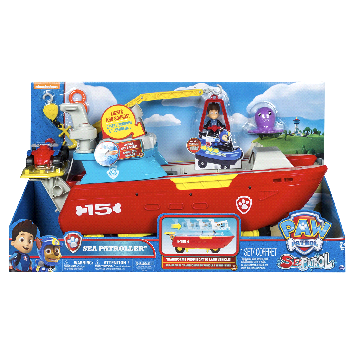 slide 10 of 16, PAW Patrol Sea Patrol - Sea Patroller Transforming Vehicle With Lights And Sounds, 1 ct