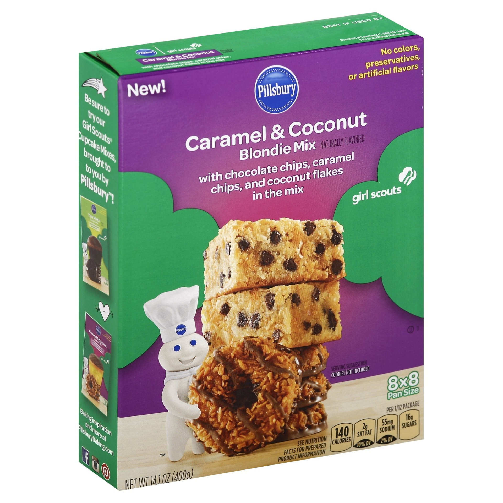 slide 1 of 8, Pillsbury Girl Scouts Caramel & Coconut Blondie Mix, 14.1 oz