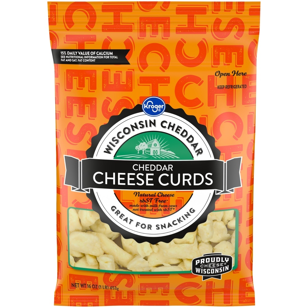 slide 1 of 1, Kroger White Cheddar Cheese Curds, 16 oz
