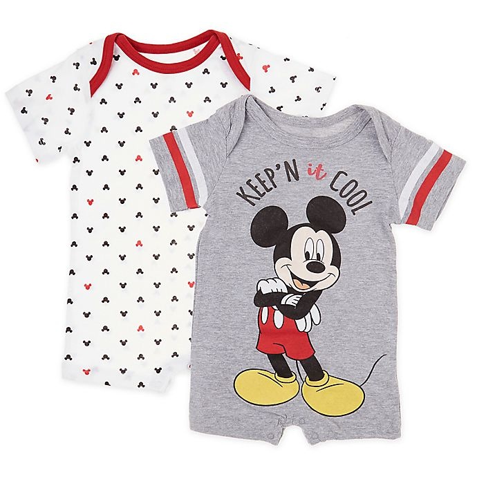 slide 1 of 3, Disney Baby Mickey Mouse Knit Rompers, 2 ct; 0-3 M