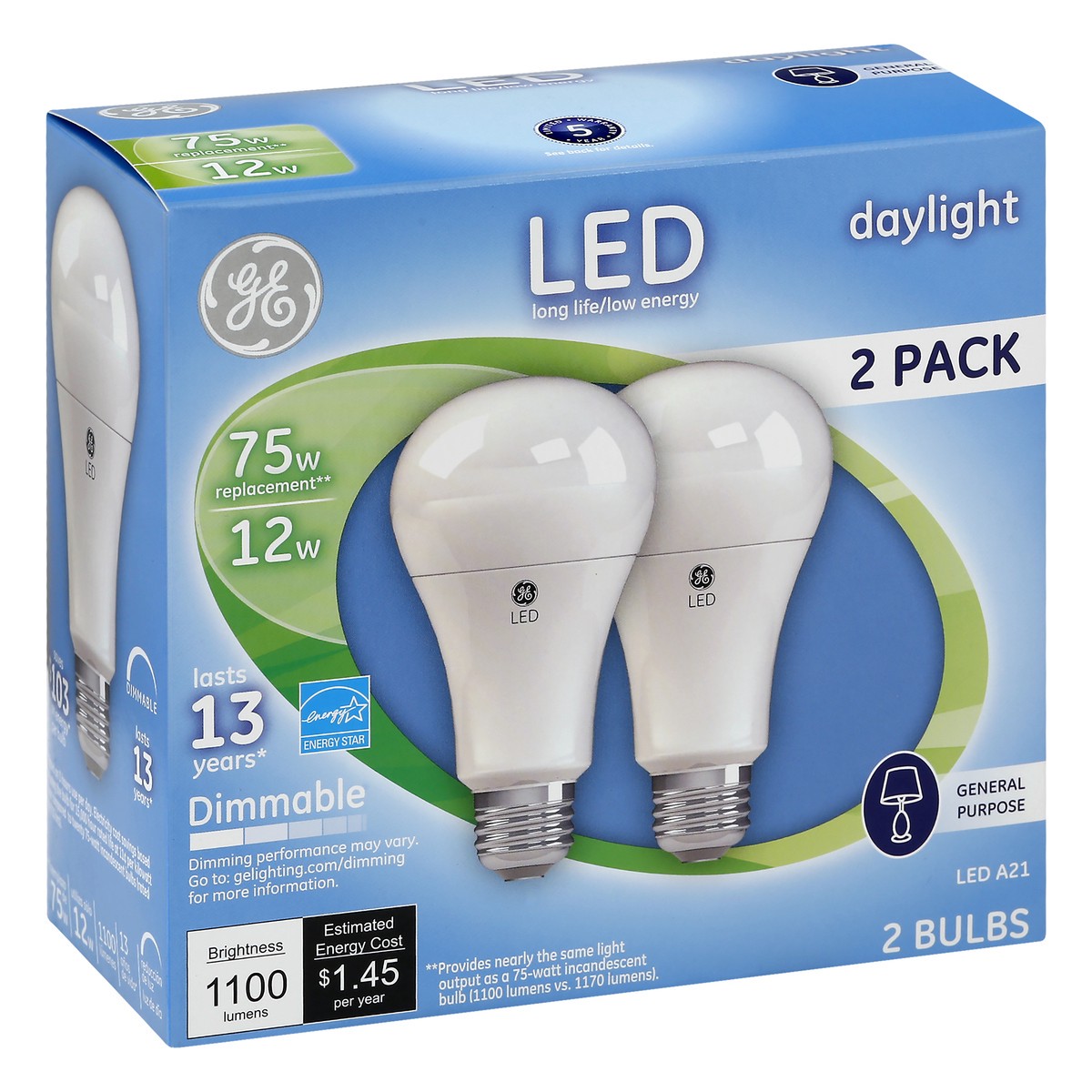 slide 3 of 11, GE Daylight 12-Watt LED Light Bulbs, 2 ct