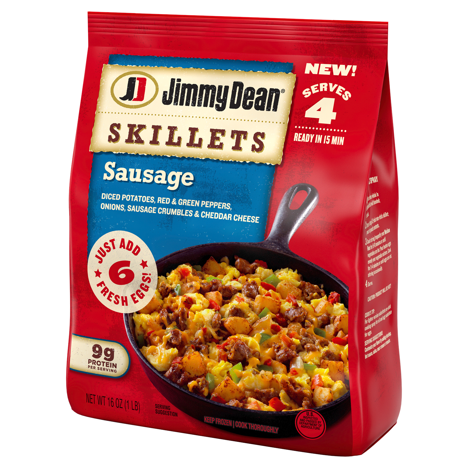 slide 4 of 4, Jimmy Dean Skillets, Sausage, Frozen Breakfast, 16 oz, 453.59 g