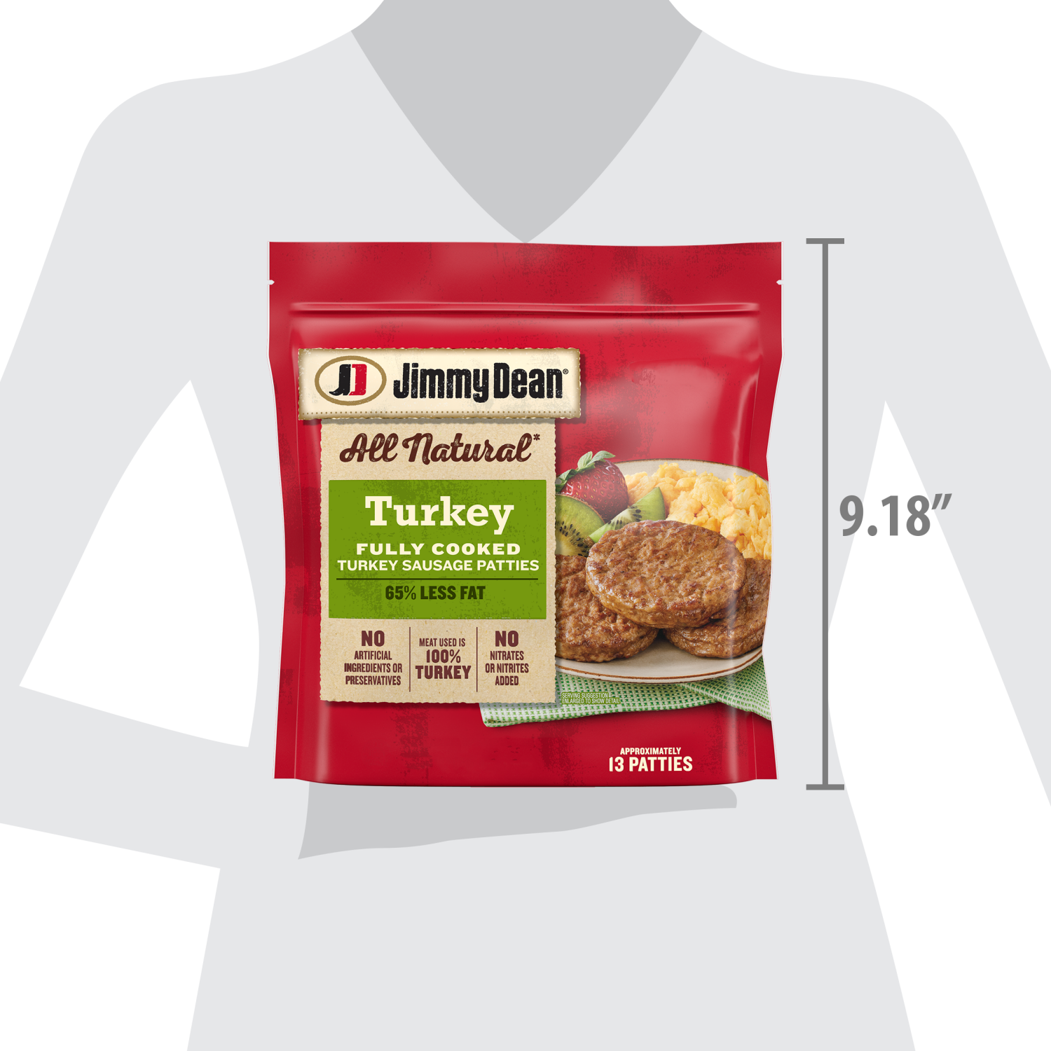 slide 2 of 7, Jimmy Dean All Natural Fully Cooked Turkey Sausage Patties, 18.3 oz Bag, 18.3 oz