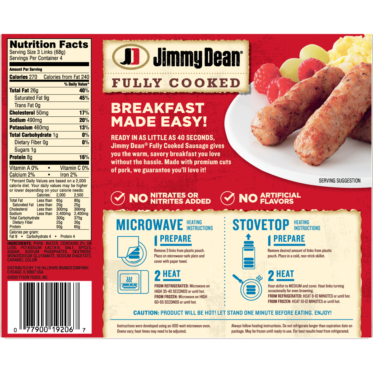 slide 4 of 5, Jimmy Dean Fully Cooked Original Pork Sausage Links, 9.6 oz