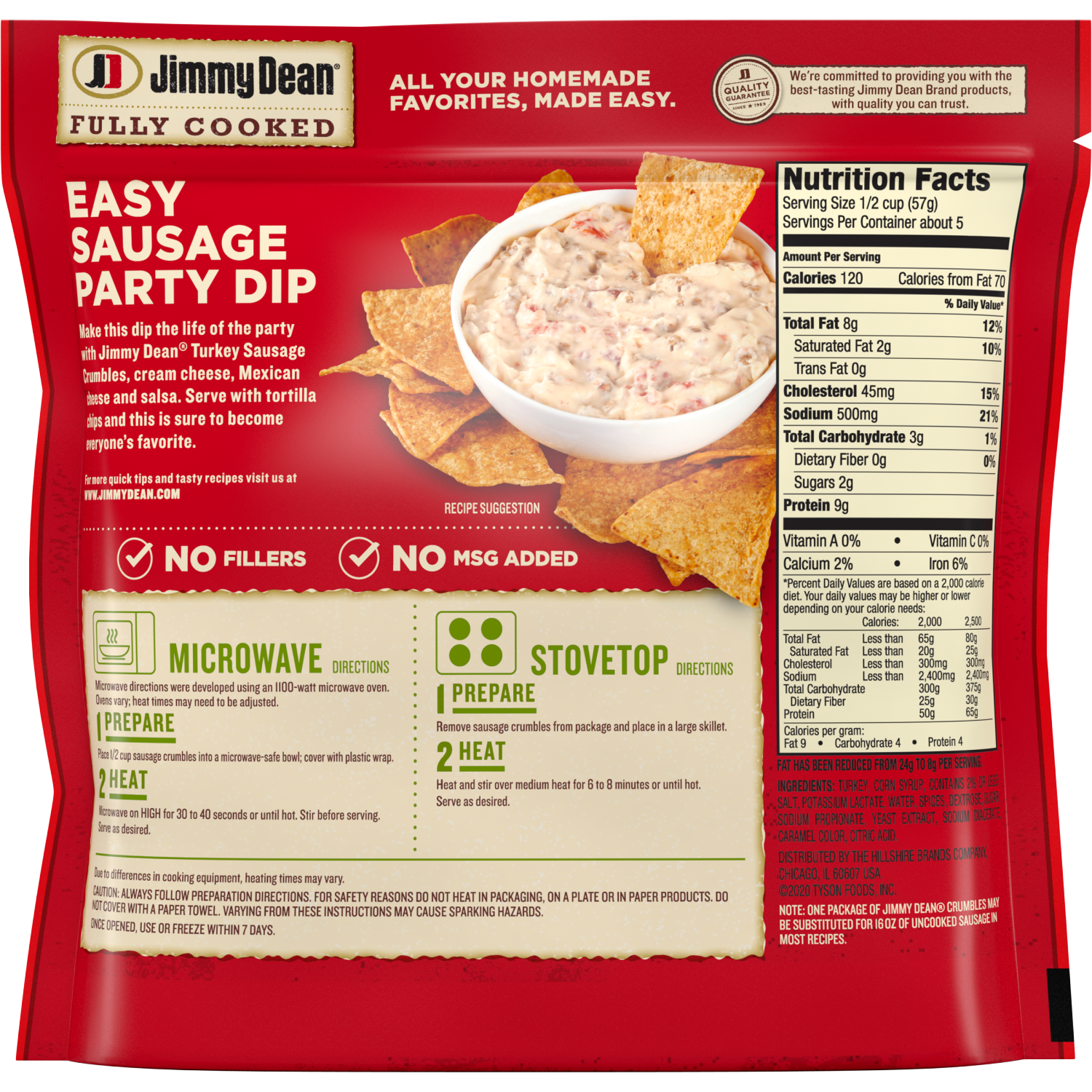 slide 4 of 6, Jimmy Dean Fully Cooked Turkey Sausage Crumbles, 9.6 oz., 9.6 oz