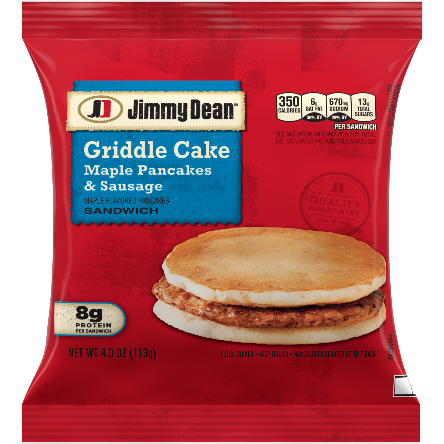 slide 1 of 5, Jimmy Dean Griddle Cake Breakfast Sandwiches with Maple Pancakes and Sausage, Frozen, 4 Count, 4 oz