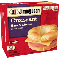 slide 18 of 21, Jimmy Dean Croissant Breakfast Sandwiches with Ham and Cheese, Frozen, 8 Count, 771.11 g