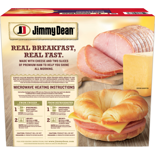 slide 3 of 21, Jimmy Dean Croissant Breakfast Sandwiches with Ham and Cheese, Frozen, 8 Count, 771.11 g