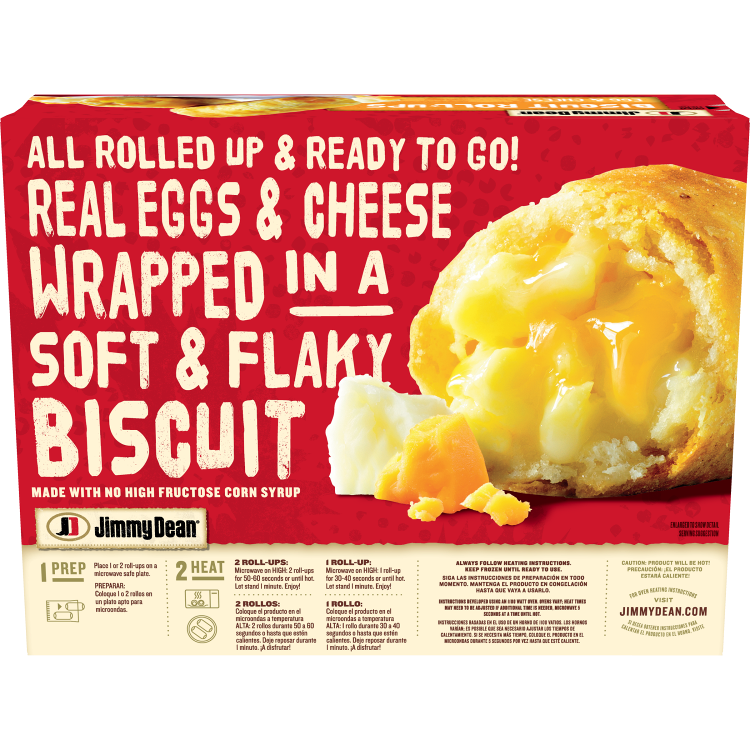 slide 2 of 8, Jimmy Dean Biscuit Roll-Ups, Eggs &Cheese, Frozen Breakfast, 8 Count, 12.8 oz