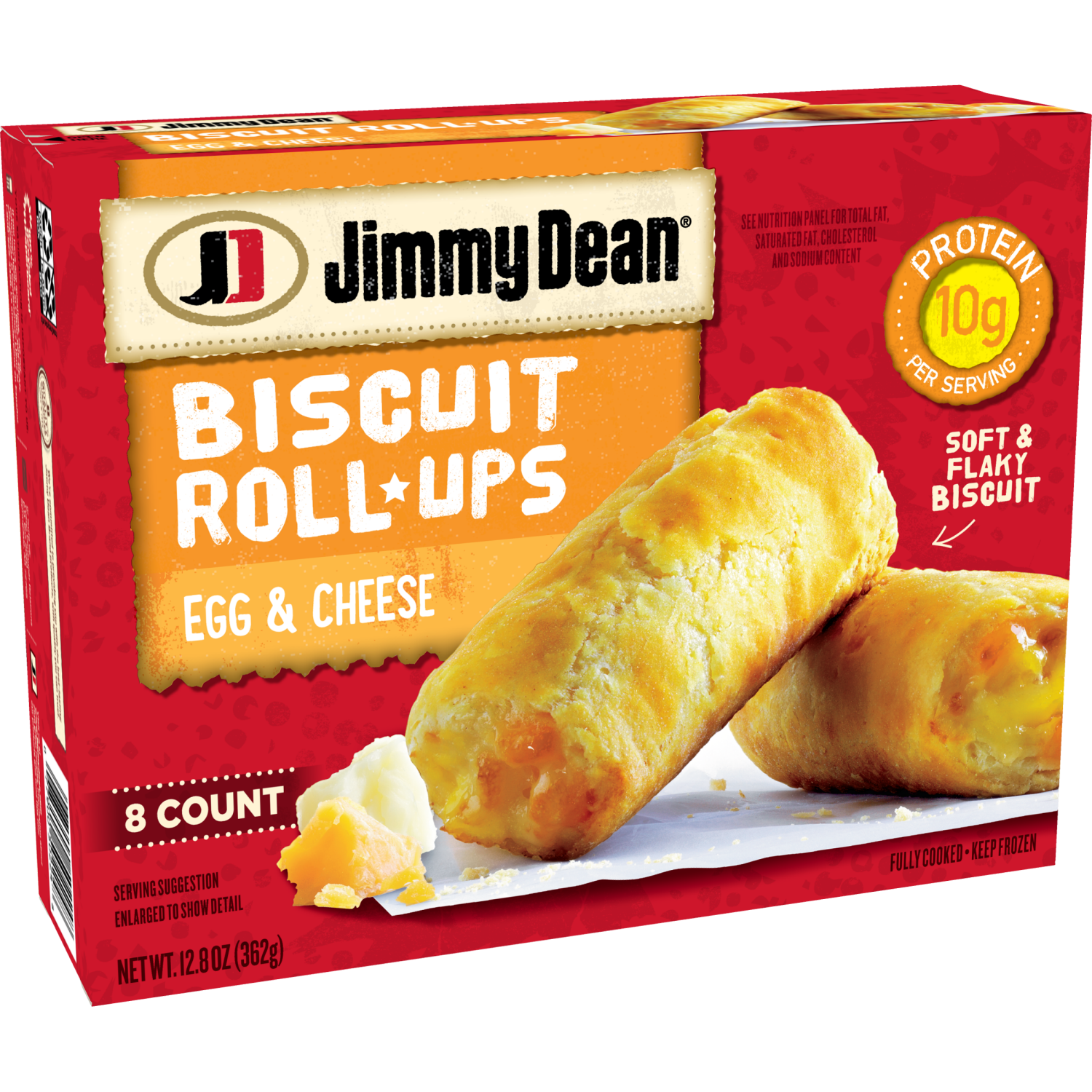 slide 3 of 4, Jimmy Dean Biscuit Roll-Ups, Eggs &Cheese, Frozen Breakfast, 8 Count, 12.8 oz