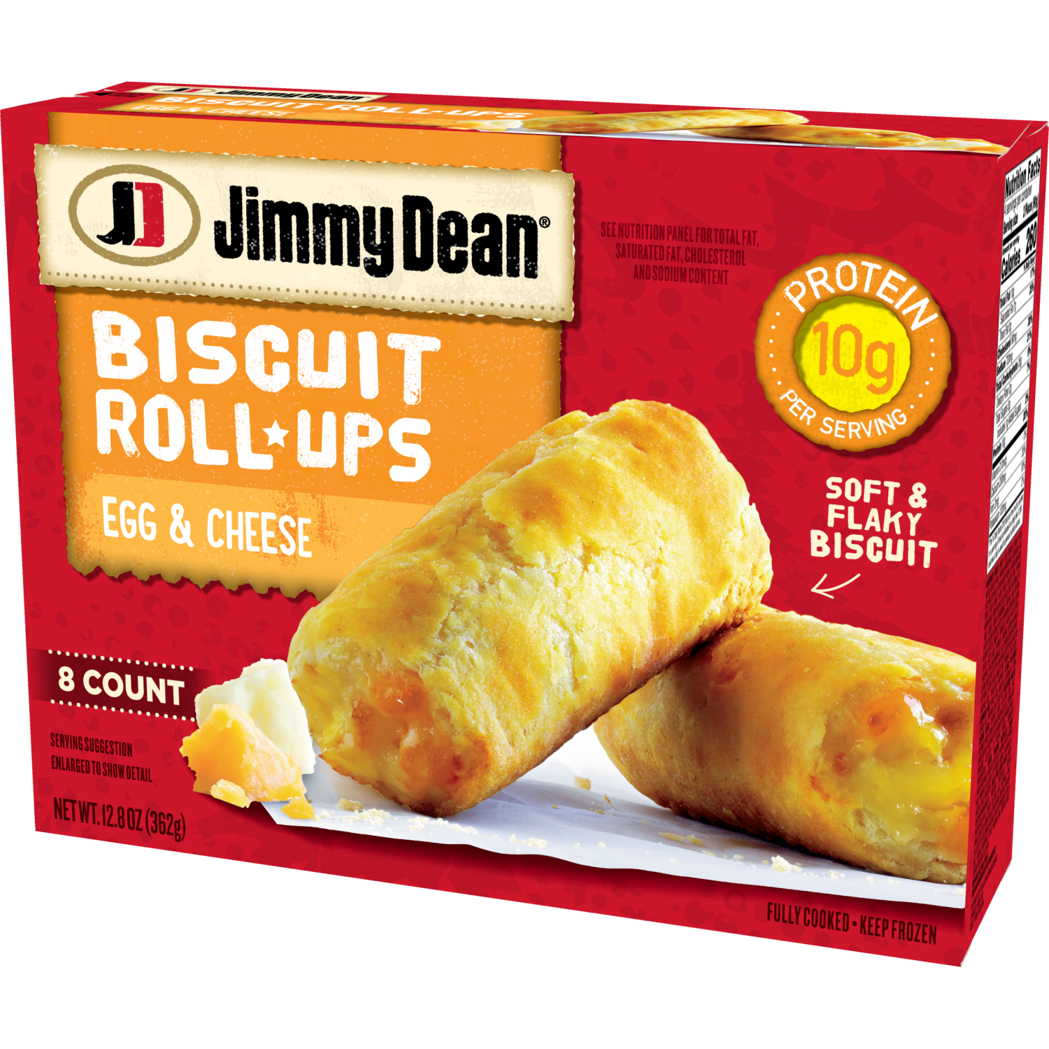 slide 7 of 8, Jimmy Dean Biscuit Roll-Ups, Eggs &Cheese, Frozen Breakfast, 8 Count, 12.8 oz