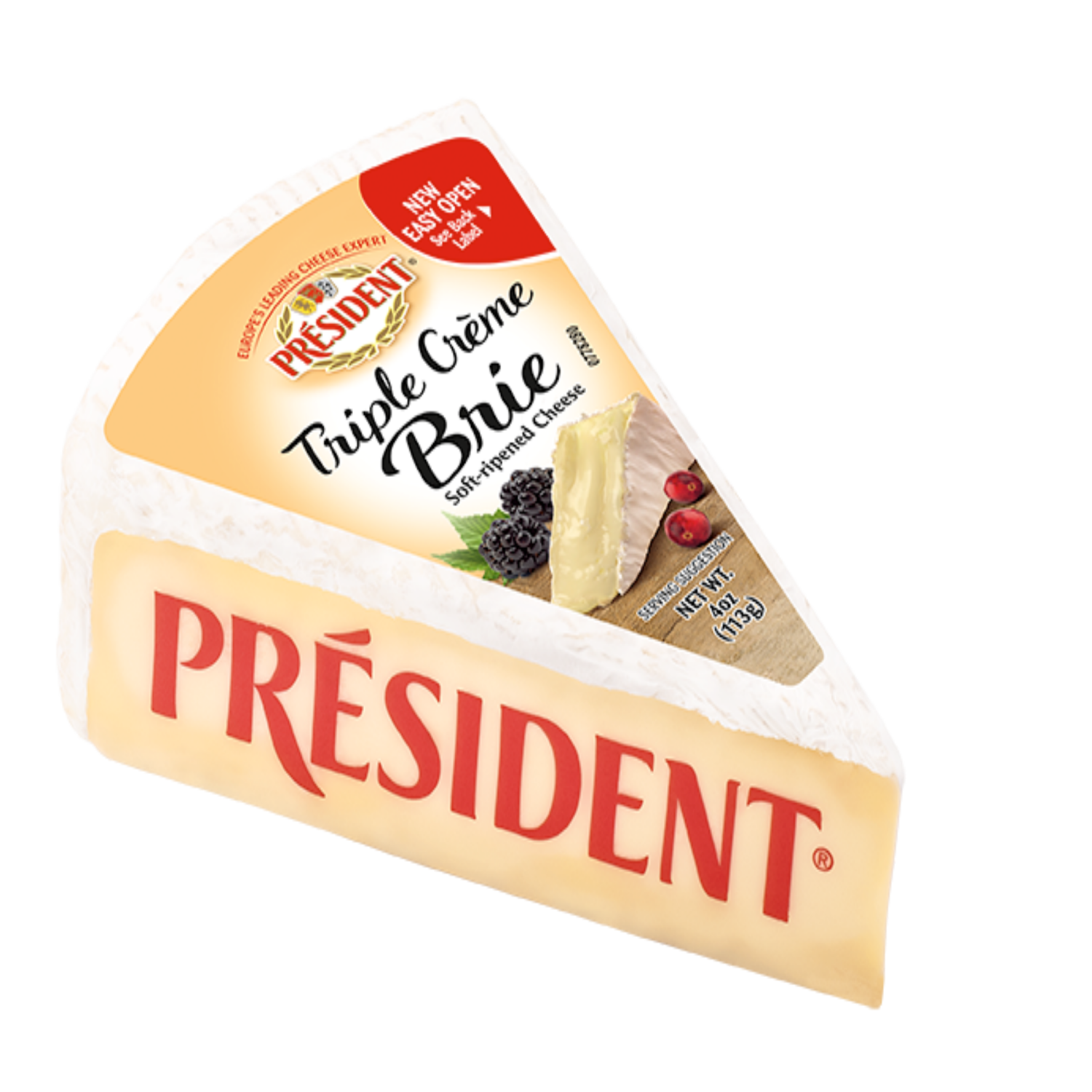 slide 1 of 1, President Triple Crème Brie Wedge 4 Oz, 4 oz