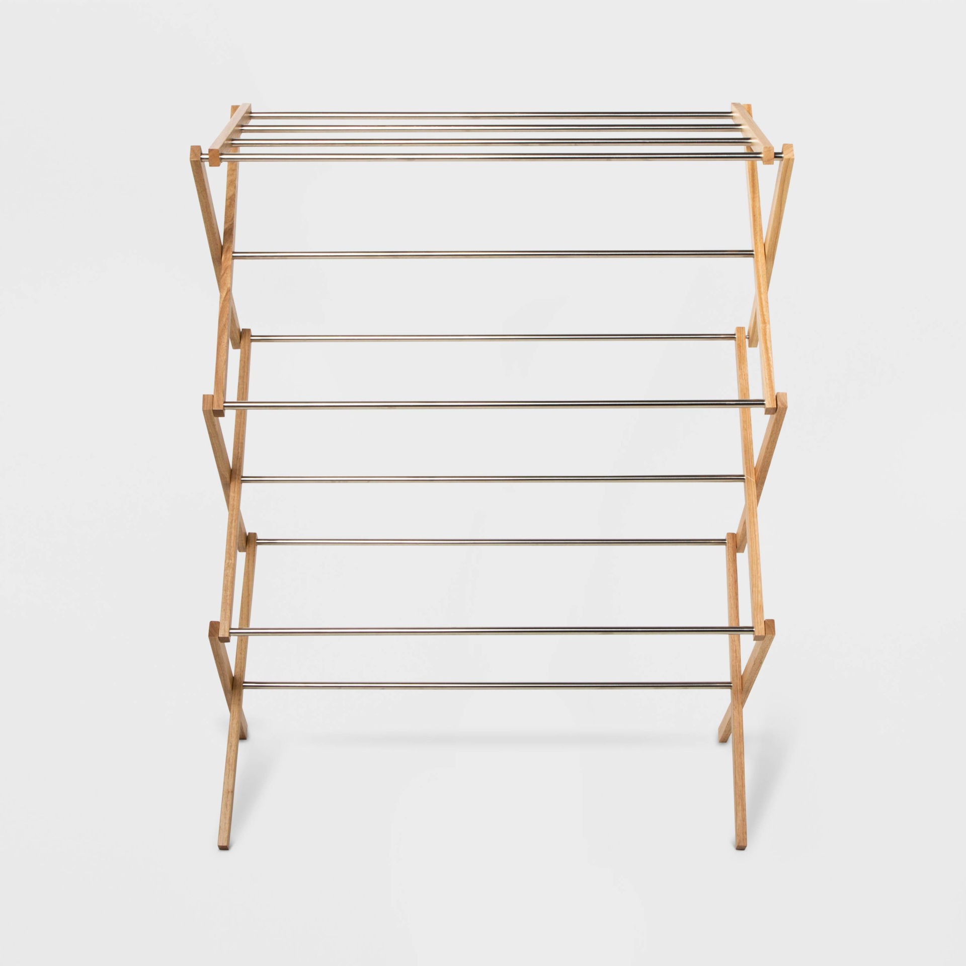 slide 1 of 2, Rubber Wood and Stainless Steel Drying Rack - Room Essentials, 1 ct
