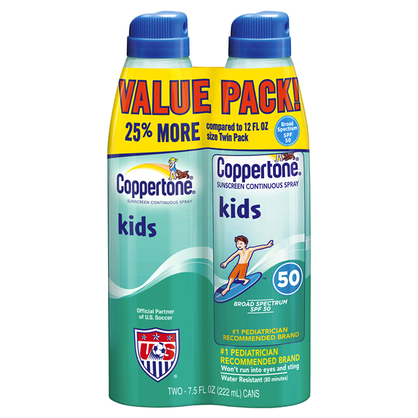 slide 1 of 1, Coppertone Kids Clear Continuous Spray Spf, 2 ct; 6 fl oz