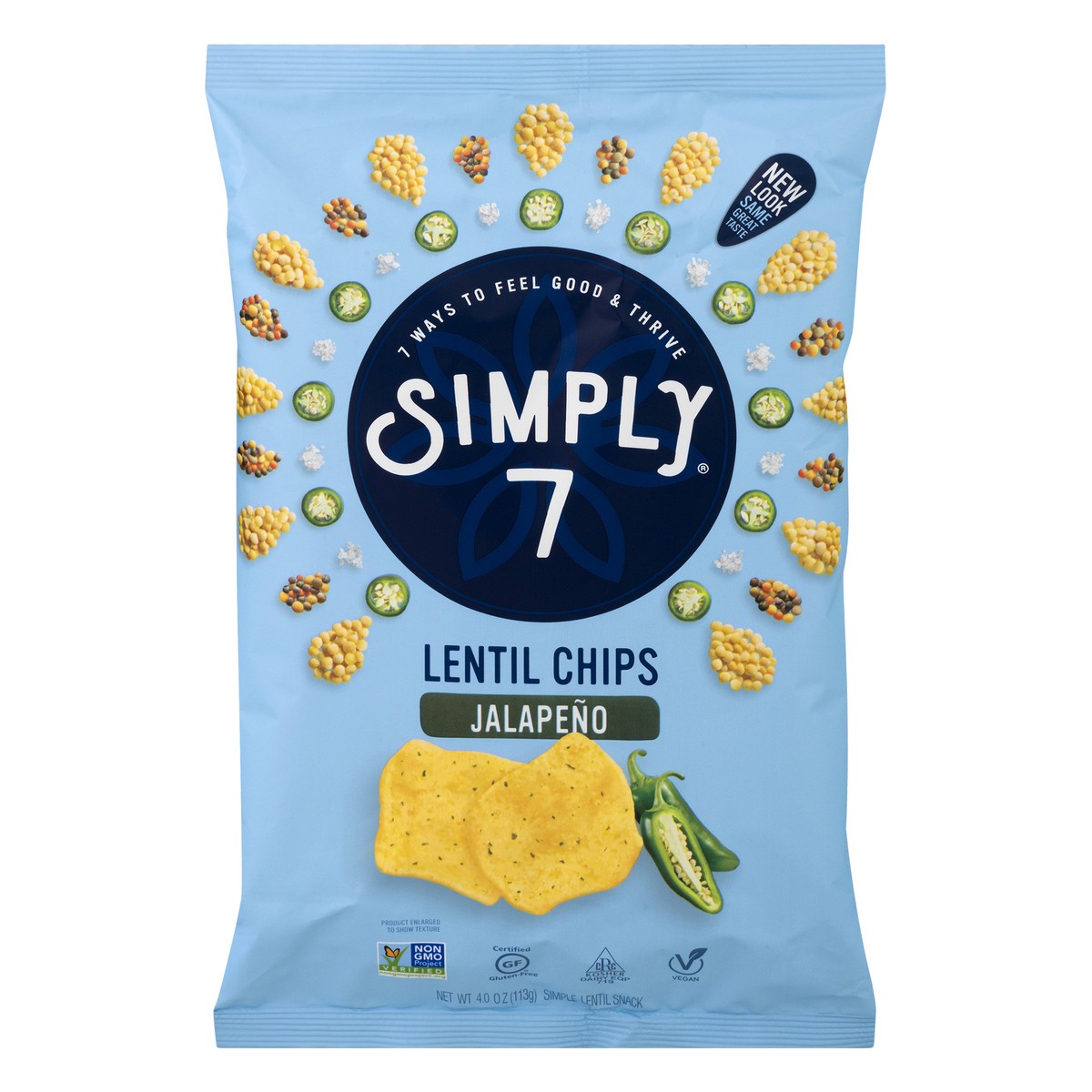 slide 1 of 9, Simply7 Jalapeno Lentil Chips 4 oz, 4 oz