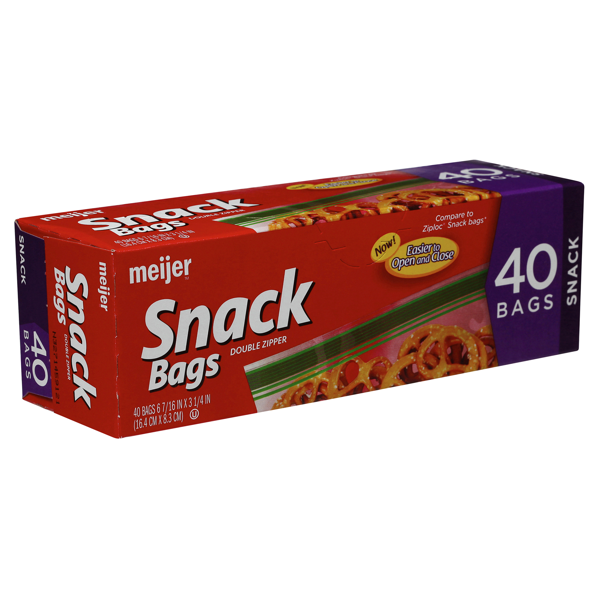 slide 5 of 17, Meijer Double Zipper Snack Bags, 40 ct