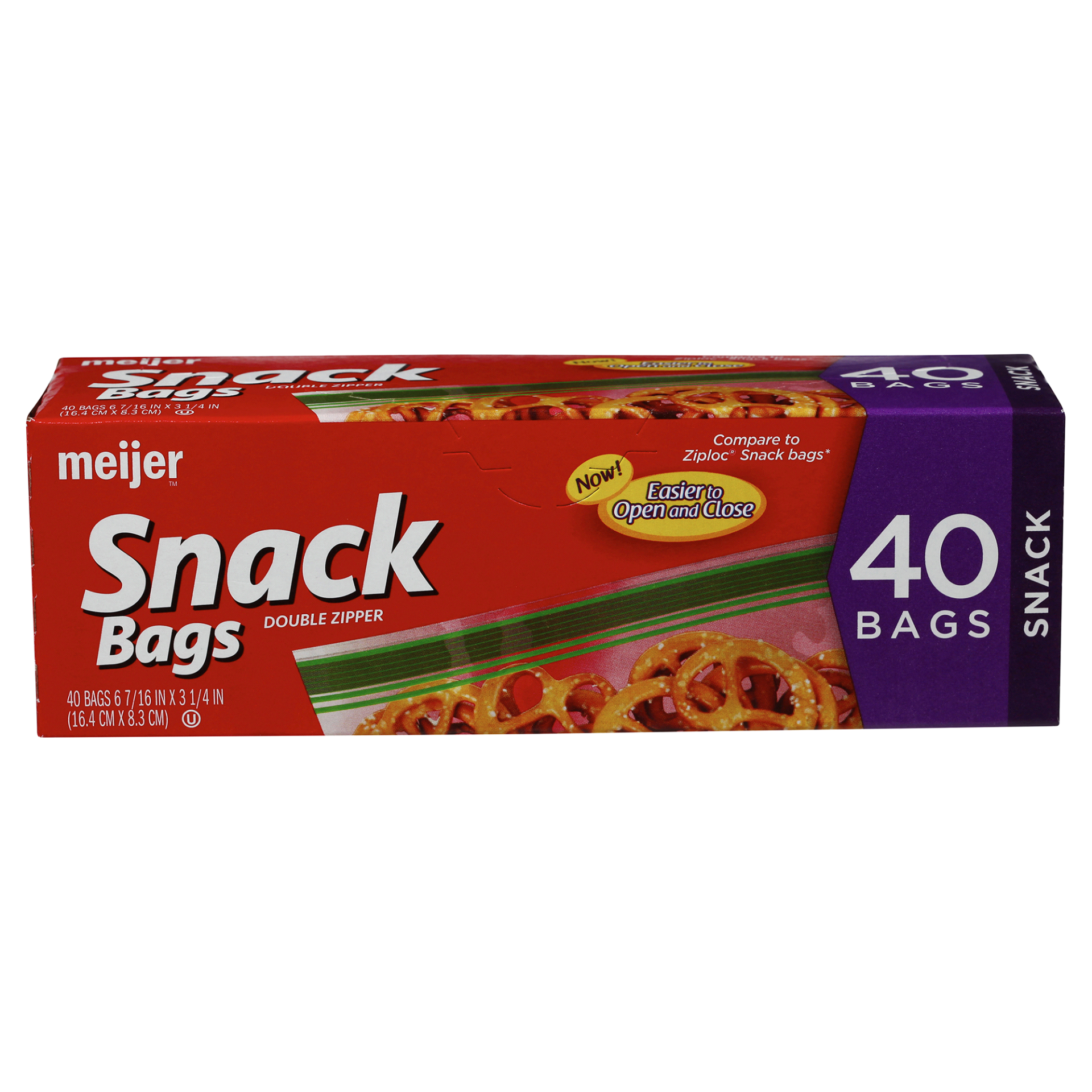 slide 1 of 17, Meijer Double Zipper Snack Bags, 40 ct