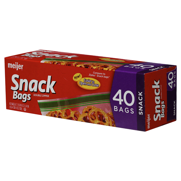 slide 8 of 17, Meijer Double Zipper Snack Bags, 40 ct