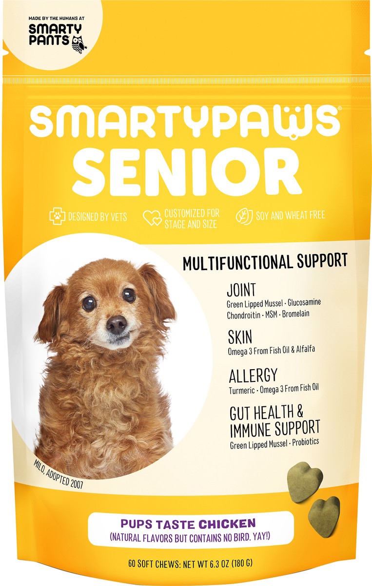 slide 2 of 4, SmartyPaws Senior Pups Taste Chicken Dog Chews 60 ea, 60 ct