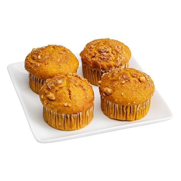 slide 1 of 1, Hy-Vee Loaded Jumbo Pumpkin Muffins, 4 ct; 17 oz