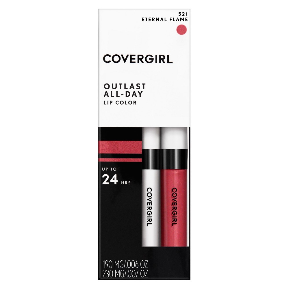 slide 4 of 8, Covergirl Outlast Longwear Lipstick 521 Eternal Flame, 13 oz