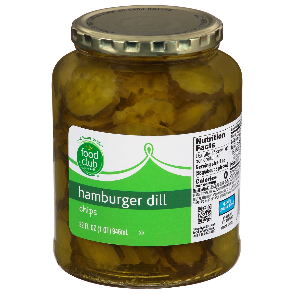 slide 9 of 9, Food Club Hamburger Dill Chips Pickles 32 fl oz, 32 fl oz