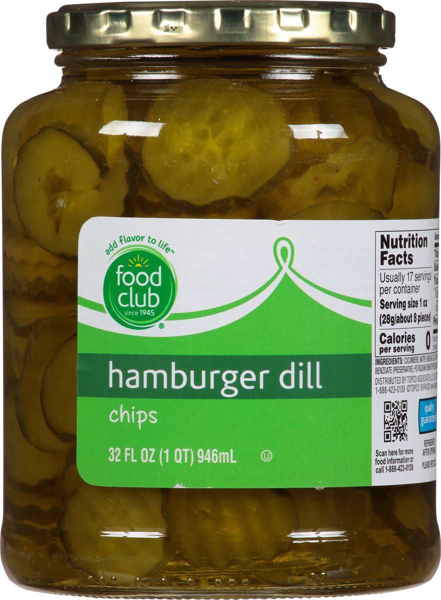 slide 8 of 9, Food Club Hamburger Dill Chips Pickles 32 fl oz, 32 fl oz