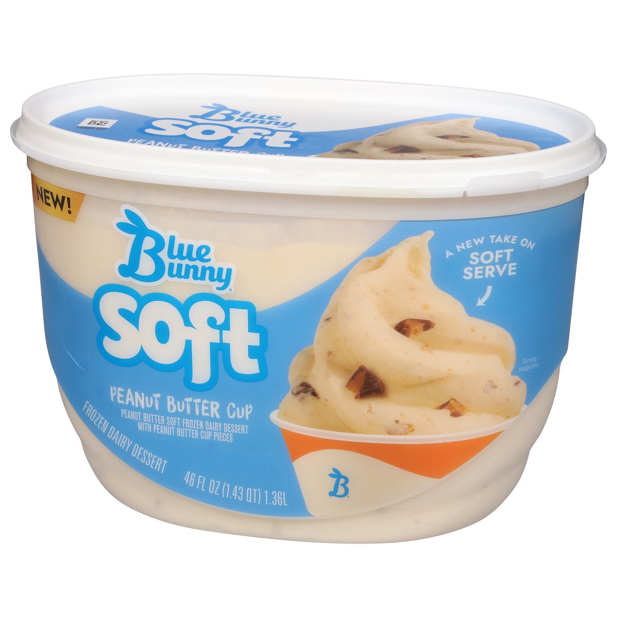 slide 6 of 13, Blue Bunny Soft Peanut Butter Cup Frozen Dessert, 46 fl oz Tub, 46 fl oz