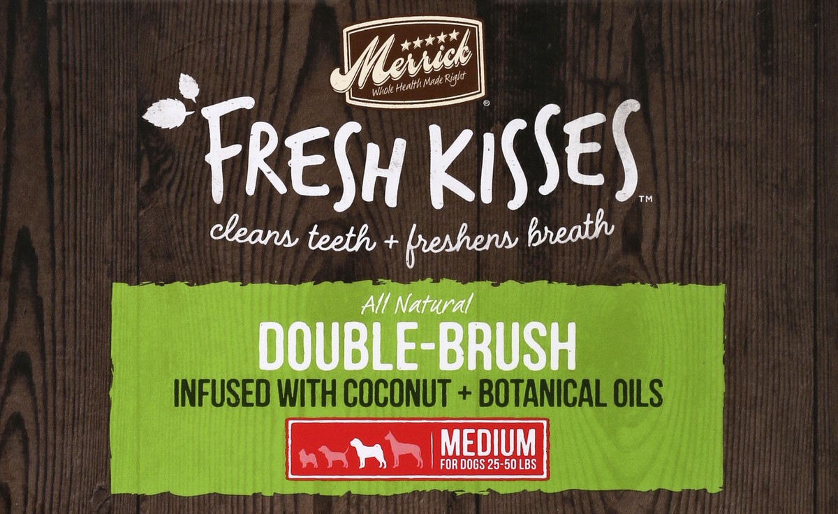 slide 3 of 4, Merrick Fresh Kisses Natural Dental Chews Infused With Coconut And Botanical Oils For Medium Dogs 25-50 Lbs, 23 oz