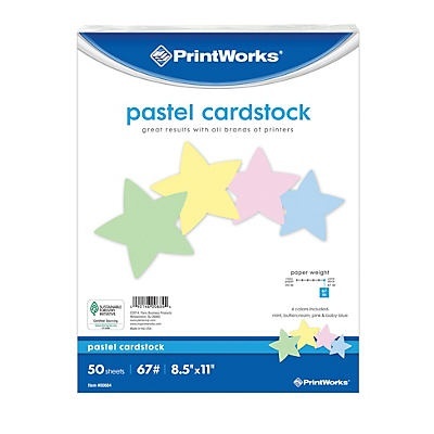 slide 1 of 1, Printworks Pastel Colors Cardstock, 50 ct