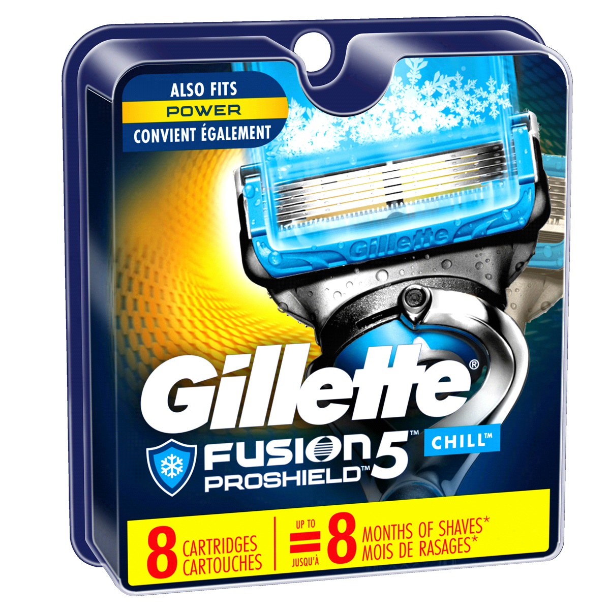 slide 10 of 10, Gillette ProGlide Chill Men's Razor Blades, 8 Blade Refills, 8 ct