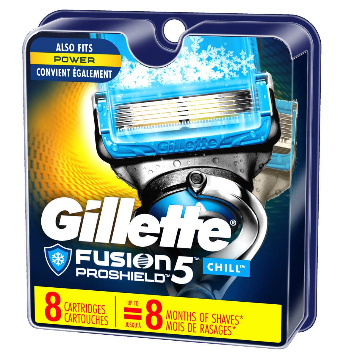 slide 3 of 10, Gillette ProGlide Chill Men's Razor Blades, 8 Blade Refills, 8 ct