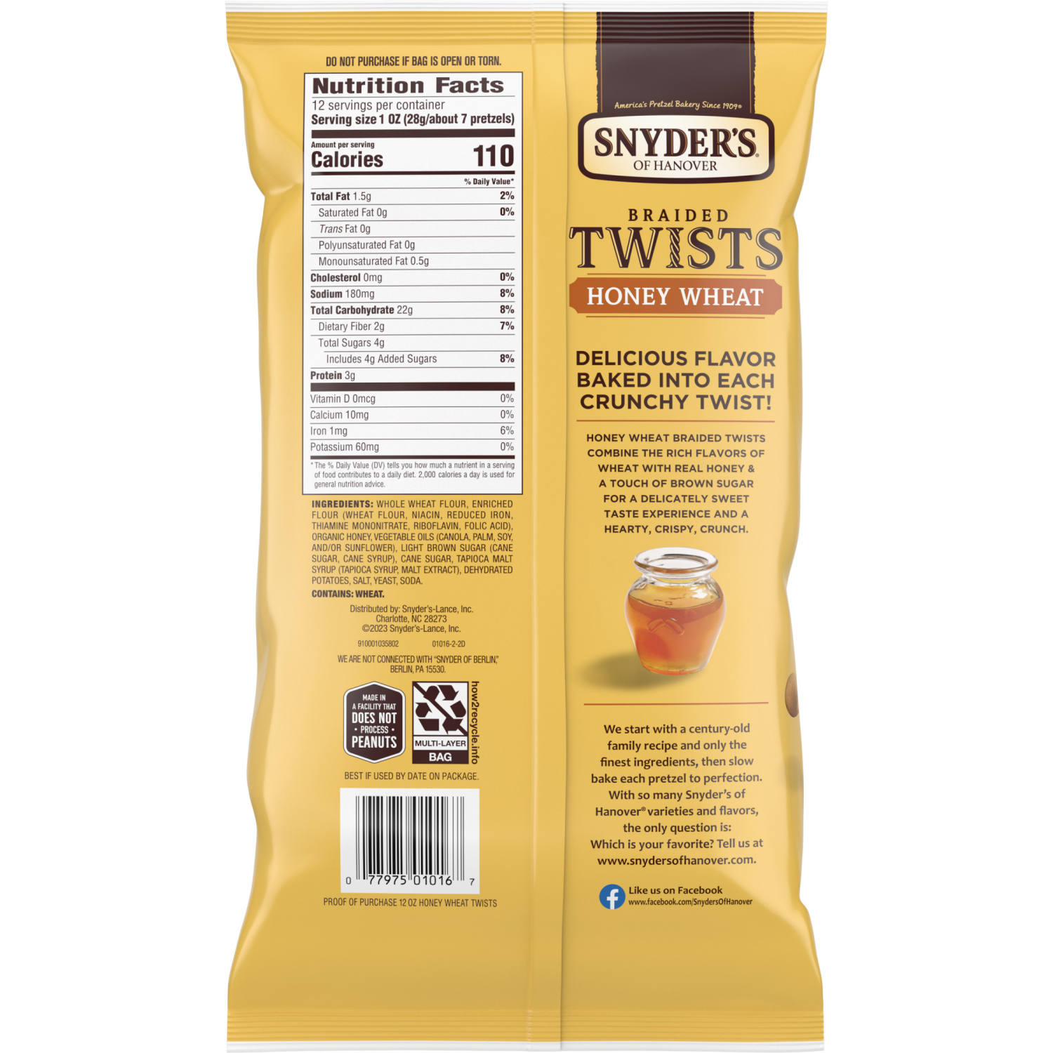 slide 5 of 5, Snyder's of Hanover Honey Wheat Braided Pretzel Twists, 12 oz