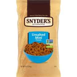 Snyder's of Hanover Unsalted Mini Pretzels, 12 Oz Bag