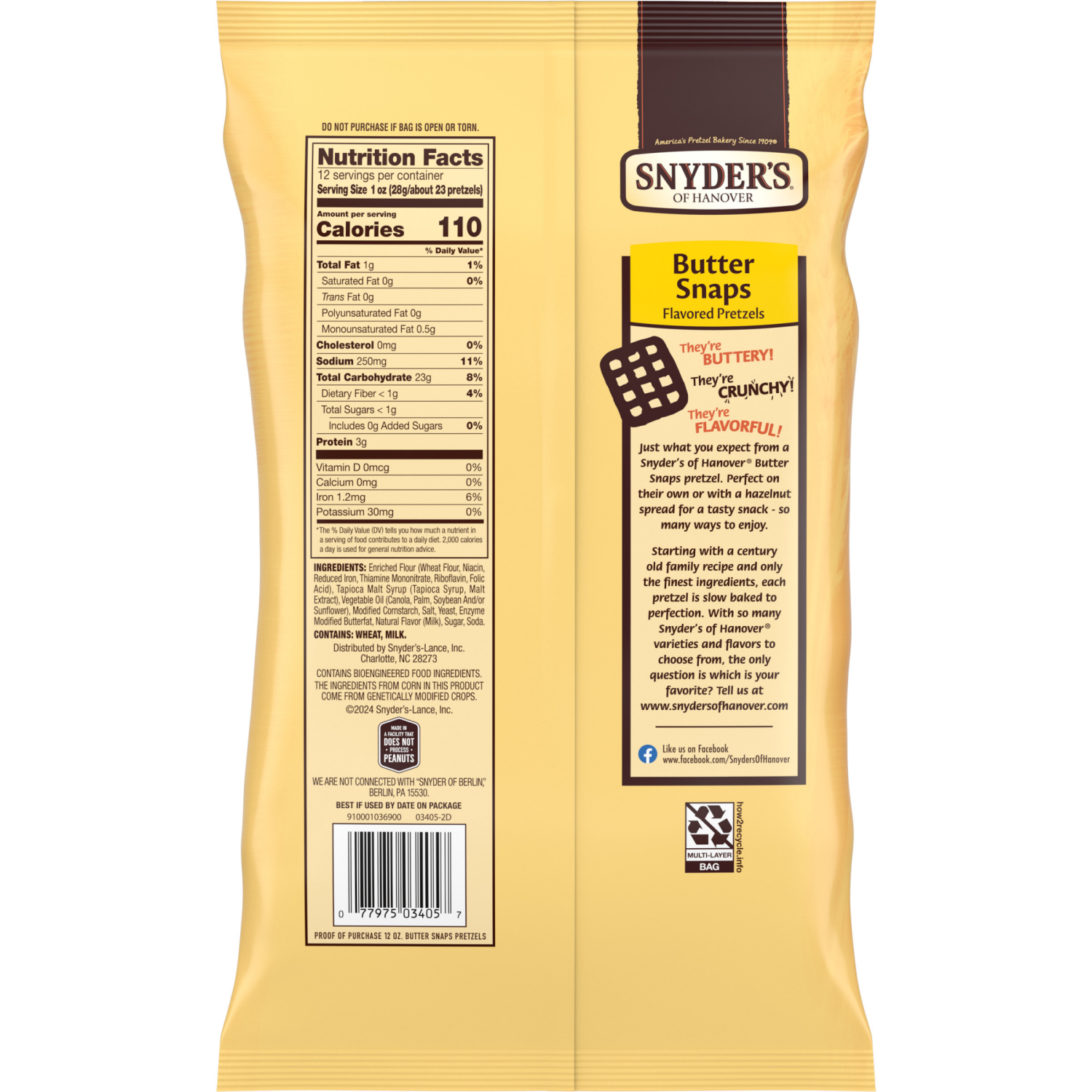 slide 2 of 6, Snyder's of Hanover Butter Snaps Pretzels, 12.000 oz