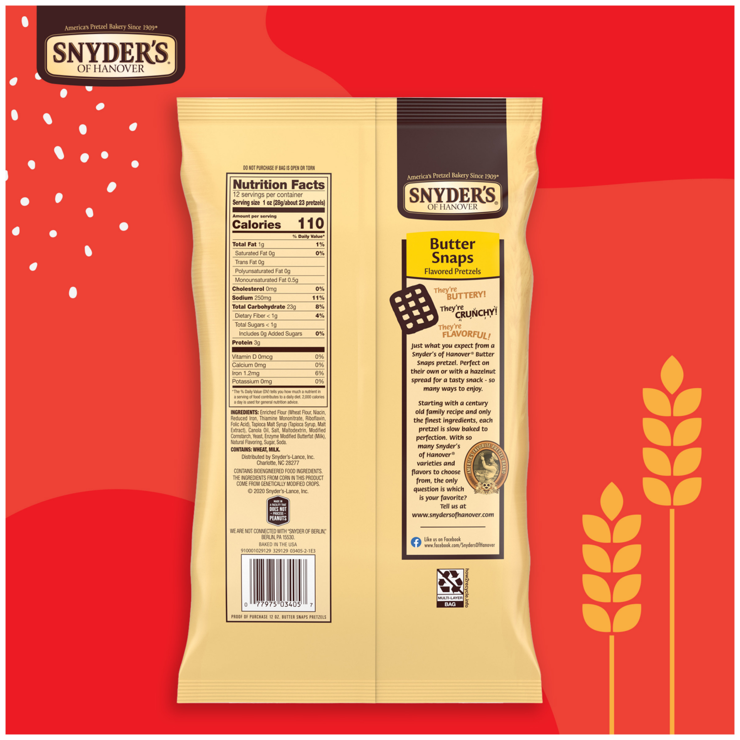 slide 3 of 6, Snyder's of Hanover Butter Snaps Pretzels, 12.000 oz