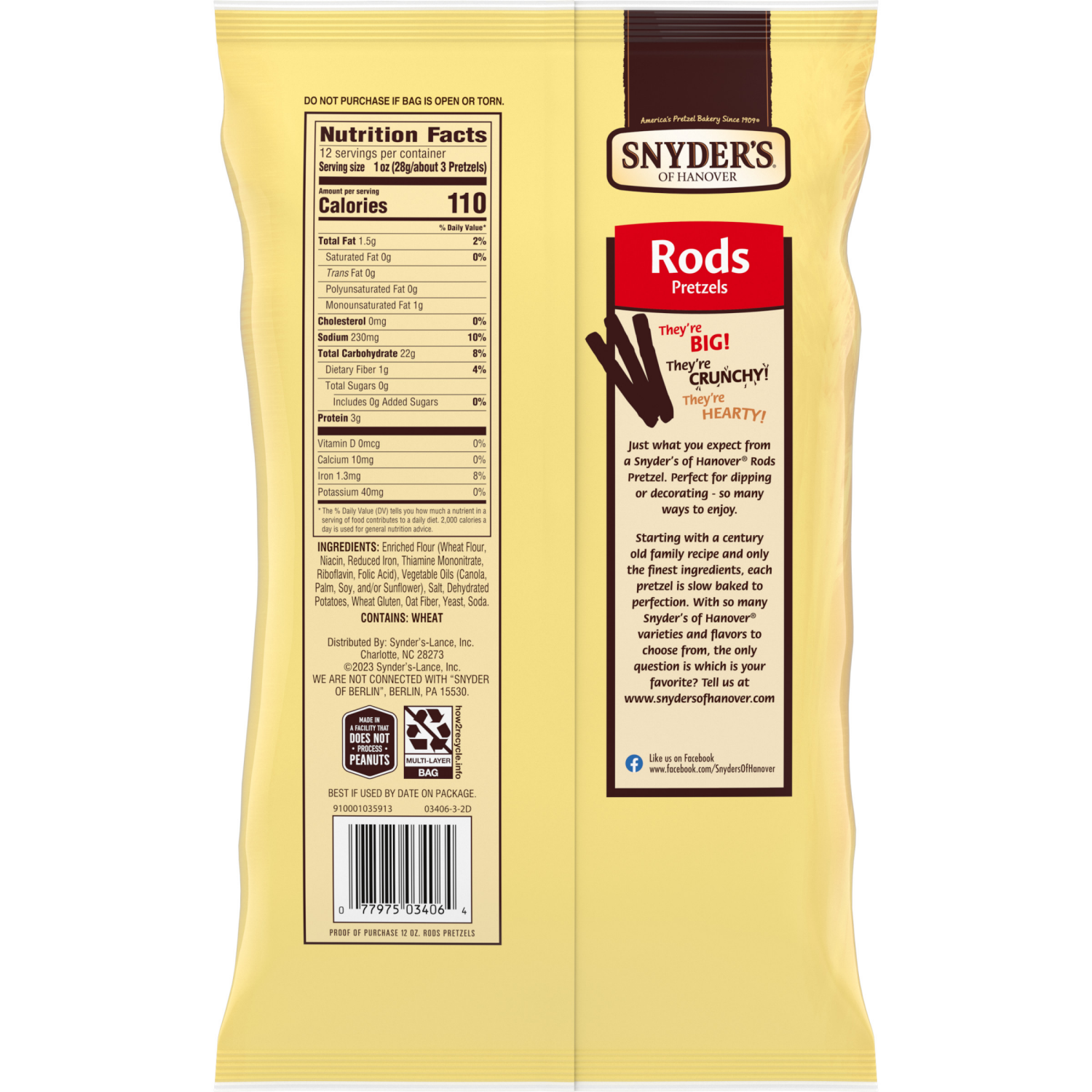 slide 3 of 7, Snyder's of Hanover Pretzel Rods, 12.000 oz