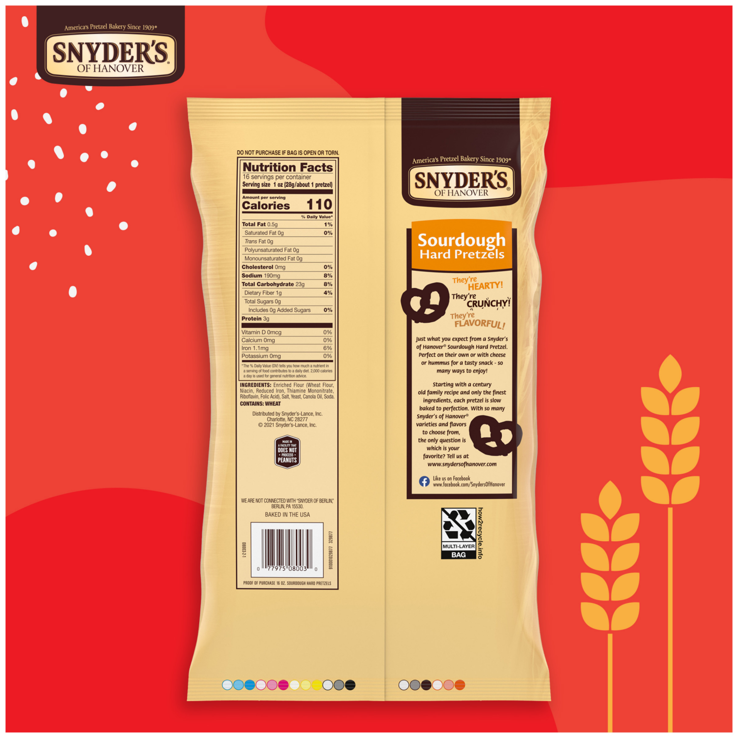 slide 3 of 6, Snyder's of Hanover Sourdough Hard Pretzels, 16.000 oz