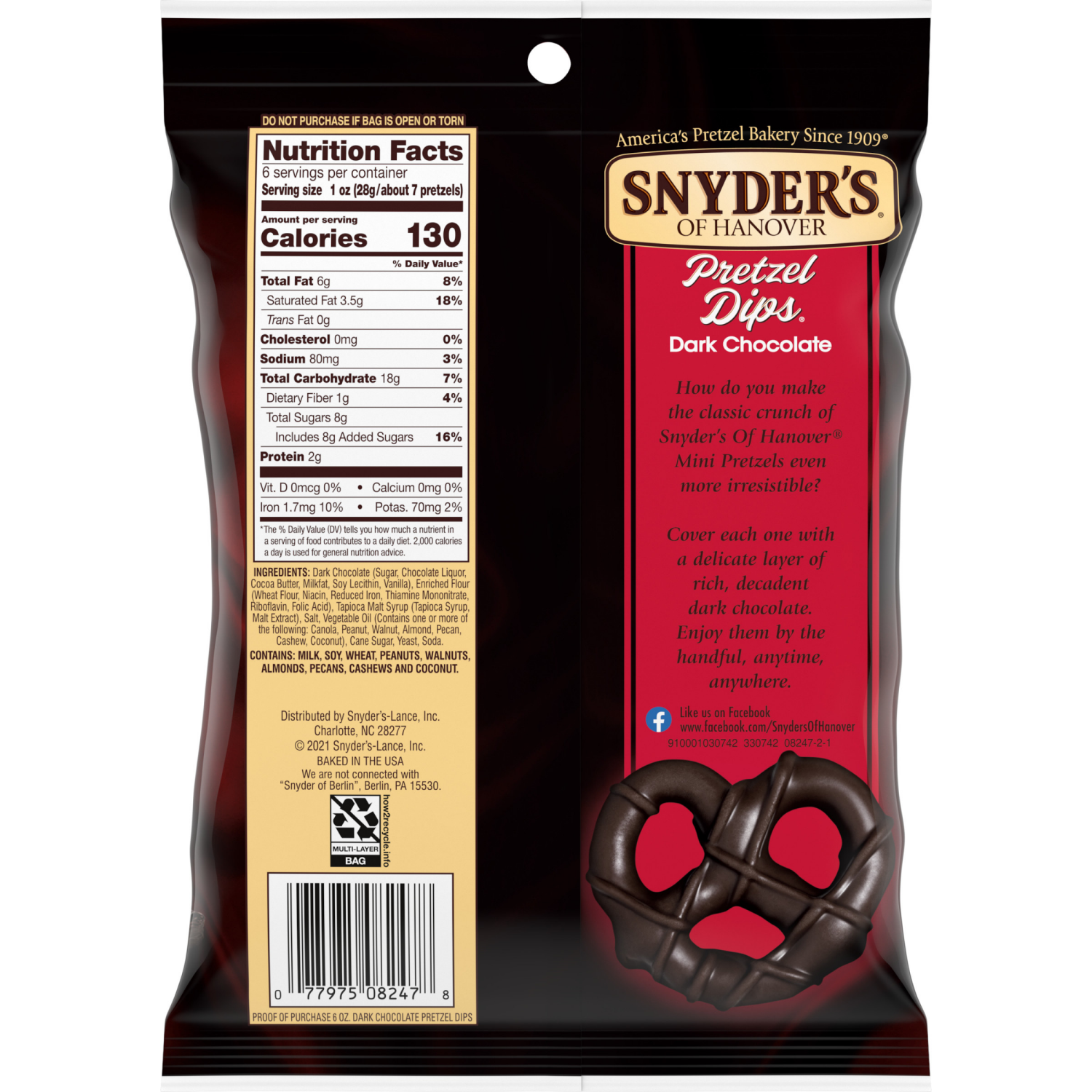 slide 2 of 4, Snyder's of Hanover Dark Chocolate Covered Pretzels, 6.000 oz