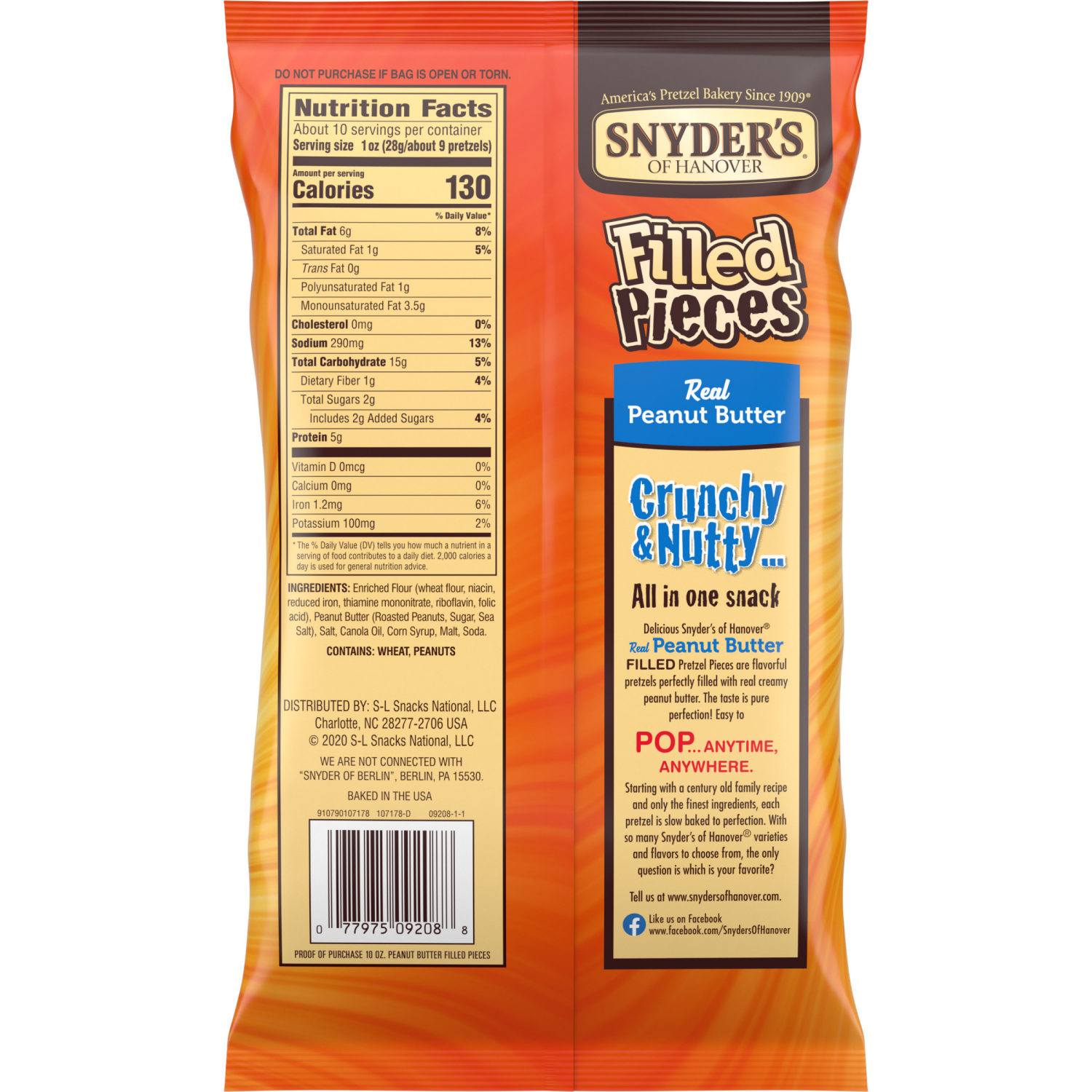 slide 5 of 5, Snyder's of Hanover Peanut Butter Filled Pretzel Pieces, 10.000 oz
