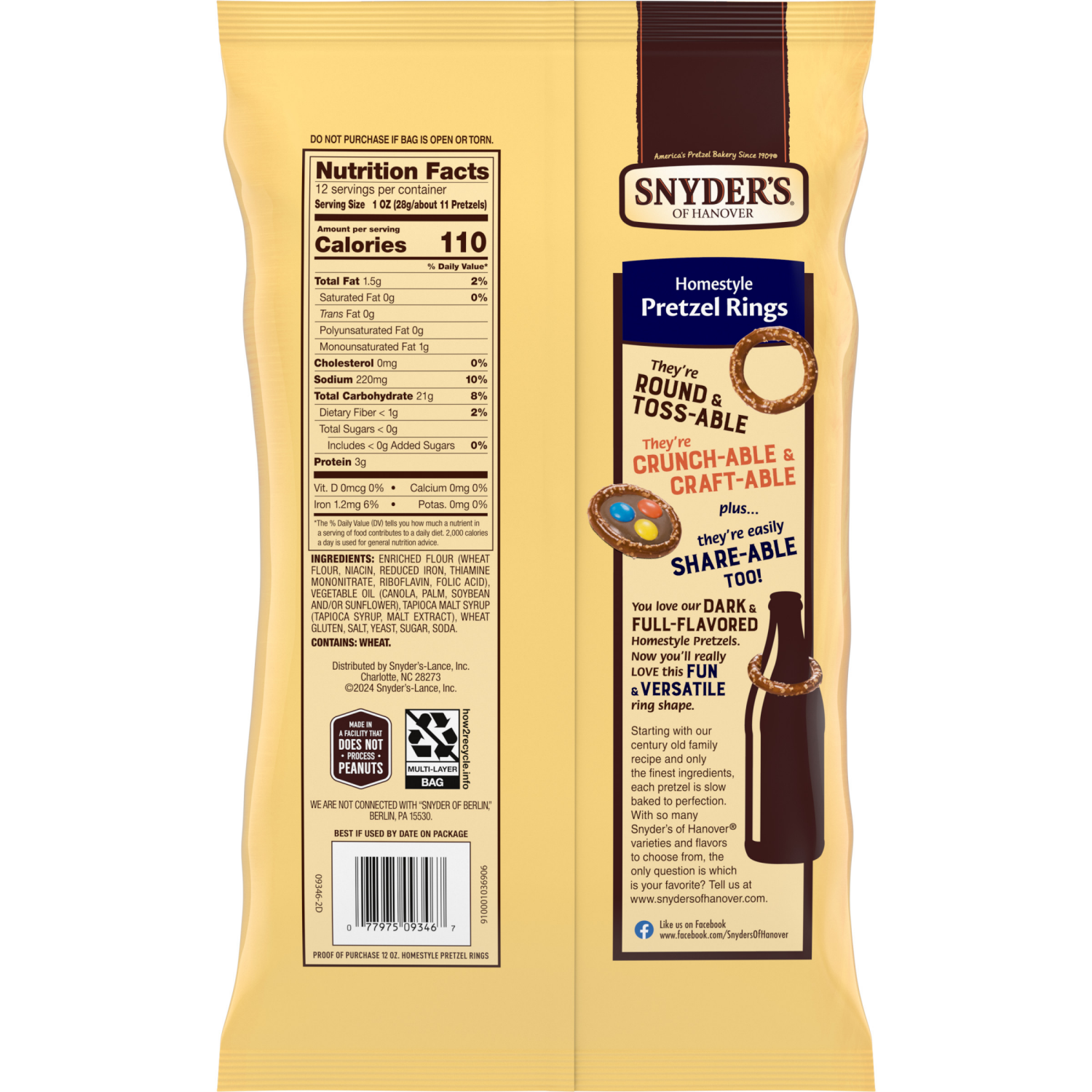 slide 2 of 5, Snyder's of Hanover Homestyle Pretzel Rings Pretzels, 12 Oz Bag, 12 oz