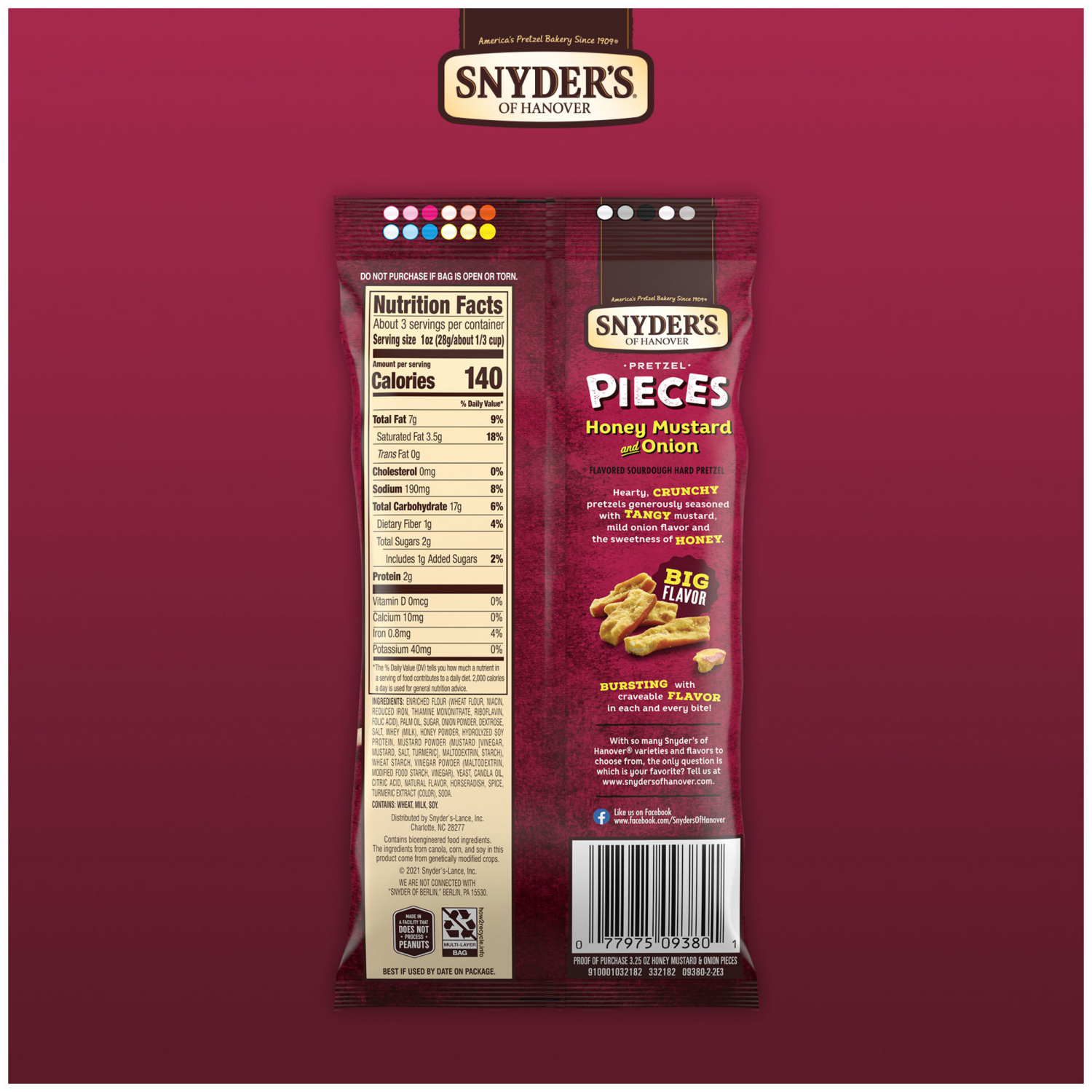 slide 2 of 6, Snyder's of Hanover Honey Mustard & Onion Flavored Pretzel Pieces, 3.250 oz