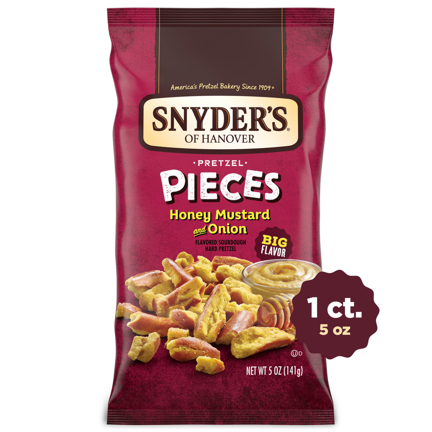 slide 1 of 6, SNYDERS Snyder's Of Hanover Pretzel Pieces, Honey Mustard And Onion, 5 Oz, 5 oz